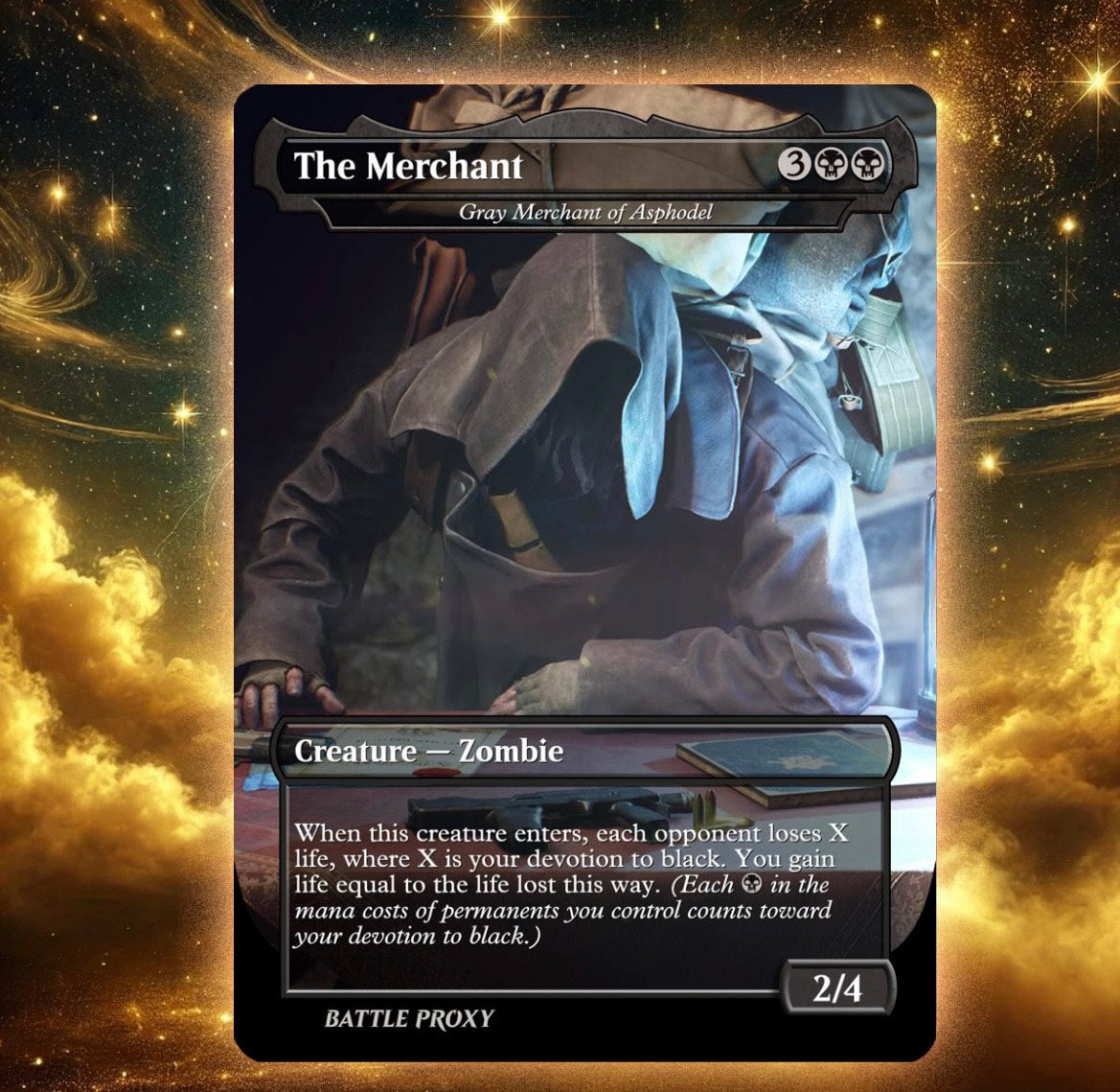 MTG Custom Proxy - The Merchant- Resident Evil Battle Proxy MTG Custom Proxy - The Merchant- Resident Evil Battle Proxy
