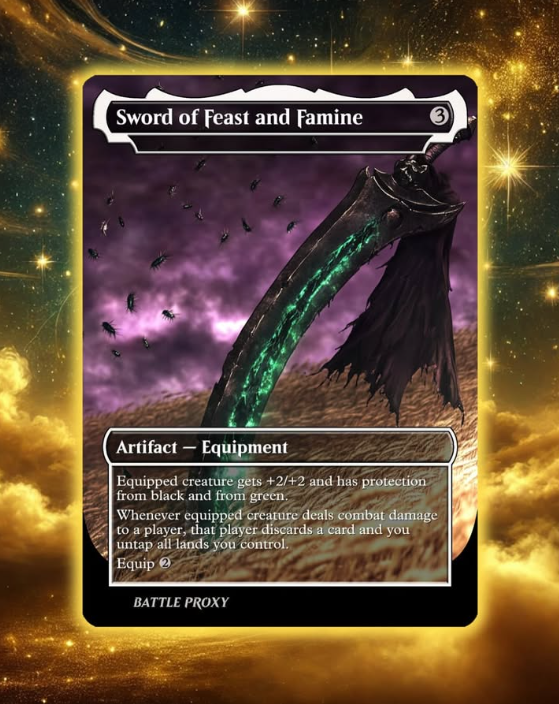 MTG Custom Proxy - Sword of Feast and Famine - Cloud-Ex Soldier EDH