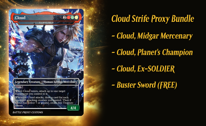 MTG Custom Proxy - Cloud Final Fantasy Proxy Bundle - FREE Buster Sword