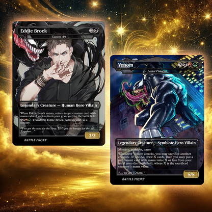 mtg eddie brock commander deck The Panel cards from Marvel's Spider-Man set is gorgeous in person. I really can't stop gushing over how amazing this set looks when it comes to all of the special treatments. I'll Menace (This creature cant be blocked except by two or more creatures.) Whenever another creature dies MTG Custom Proxy - Eddie