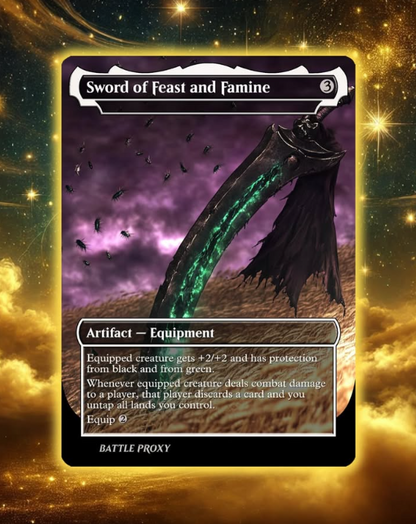 MTG Custom Proxy - Sword of Feast and Famine - Cloud-Ex Soldier EDH