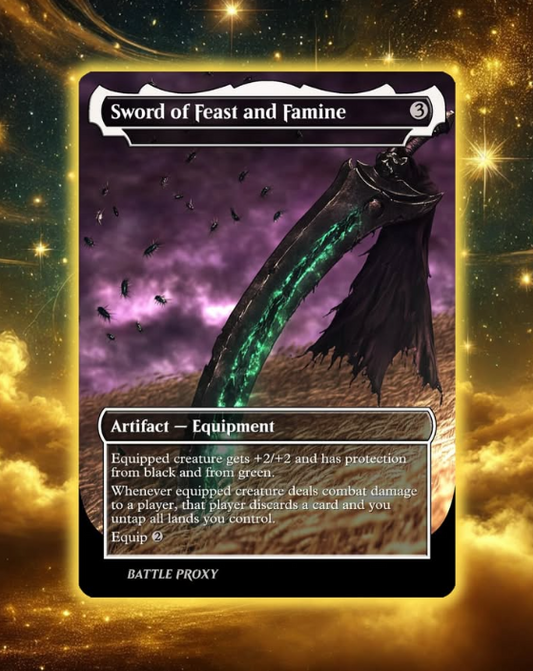 MTG Custom Proxy - Sword of Feast and Famine - Cloud-Ex Soldier EDH